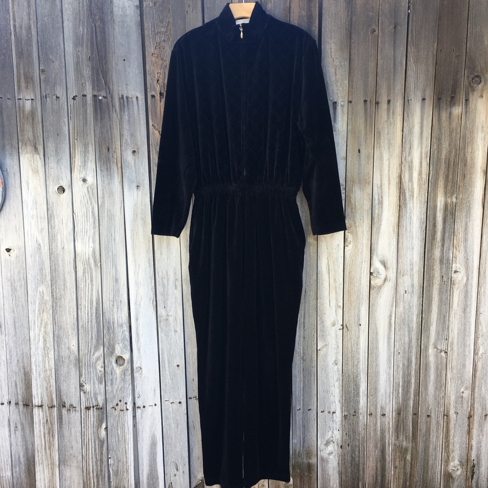 Vintage Worthington Velvet Jumpsuit Black 14